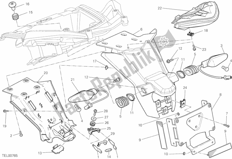 Todas las partes para 27a - Soporte De Matrícula - Luz Trasera de Ducati Multistrada 1200 ABS 2013